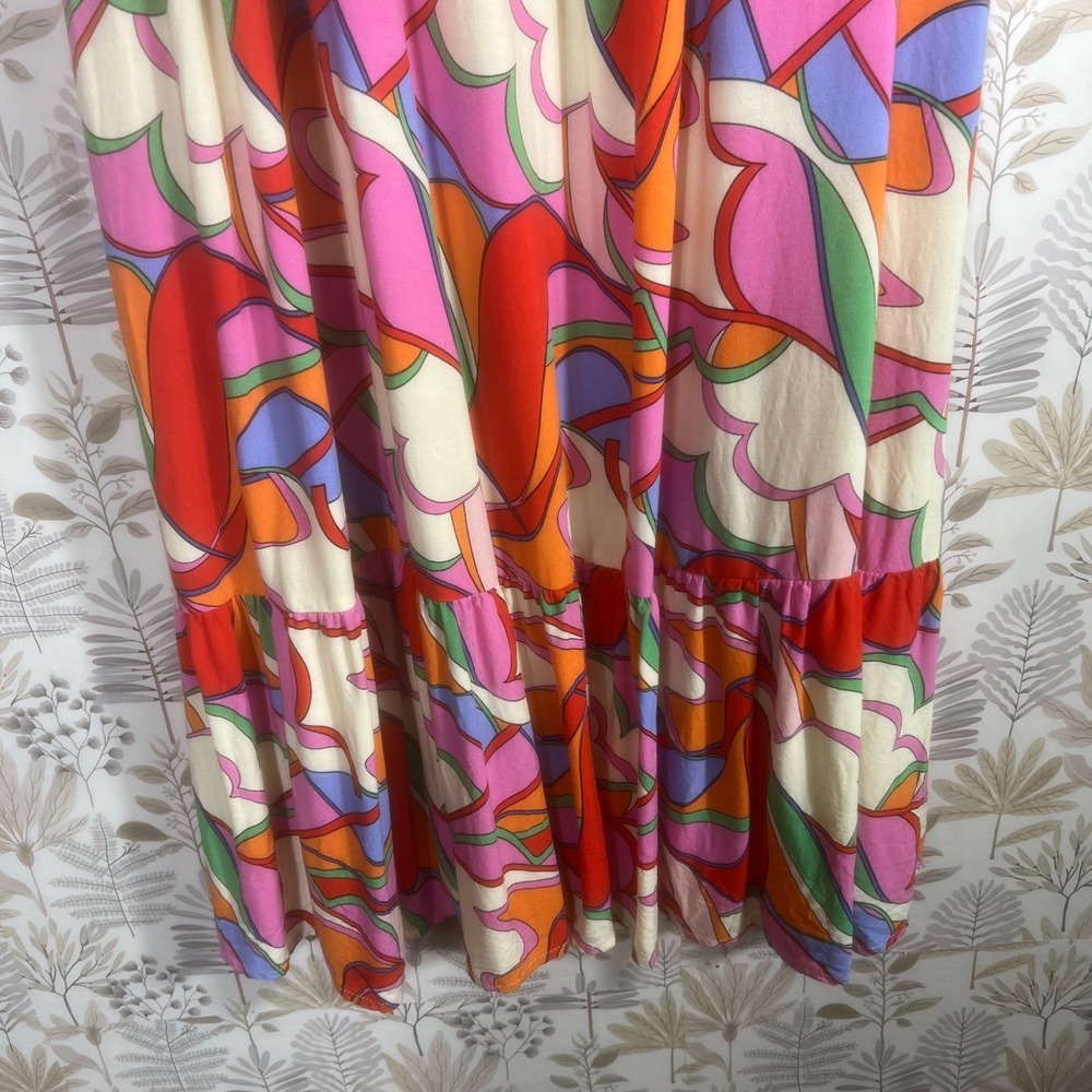 Golden by Golden Couture Maxi Dress – Colorful Abstract Puff Sleeve – Size M - Picture 4 of 10